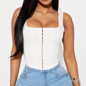 Fashion Nova Belle Corset Top - White